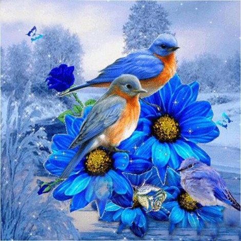 Bird on a Blue Flower Diamond Painting