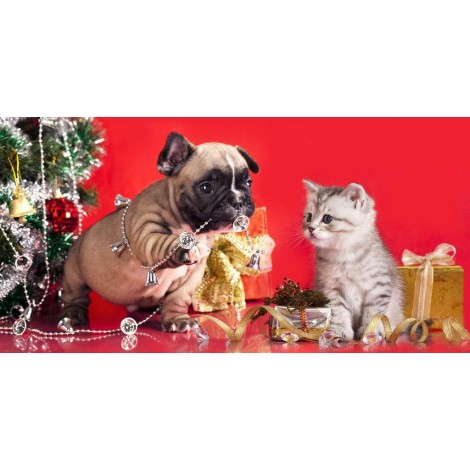 Dog And Cat Christmas Diamond Painting