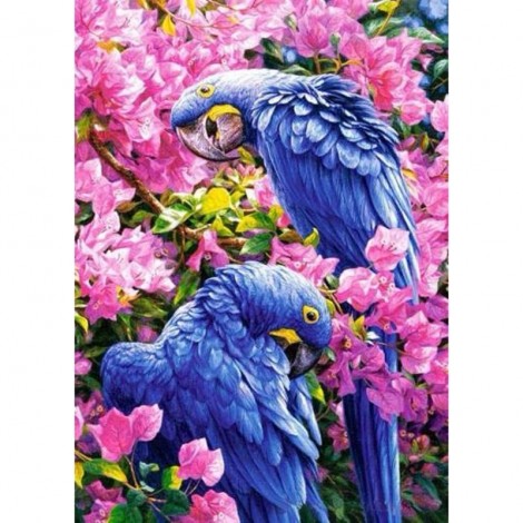 Flowers In The Two Parrots Diamond Painting