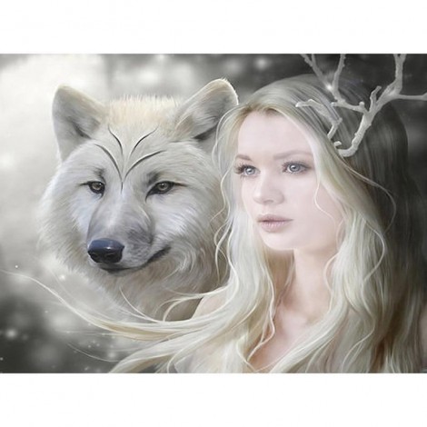 Wolf and Beauty Diamond Painting