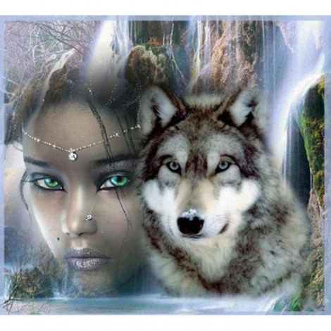 Beauty And Wolf Diamond Painting
